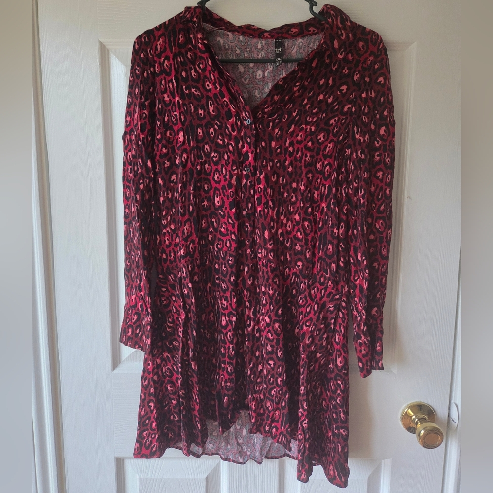 Zara Mini Dress XS Animal Print Long Sleeve